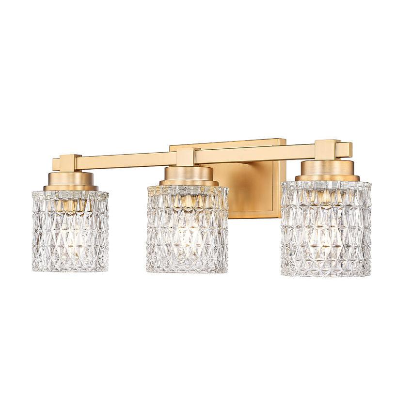 Z-Lite Jacqueline 23" 3-Light Modern Gold Steel Frame Clear Diamond Shade Vanity Light