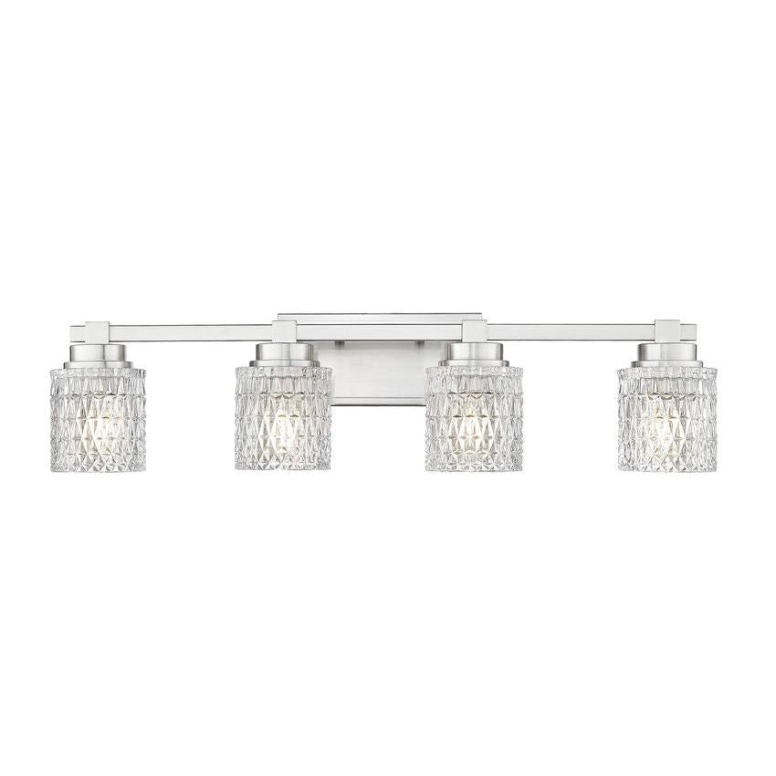 Z-Lite Jacqueline 32" 4-Light Brushed Nickel Steel Frame Clear Diamond Shade Vanity Light