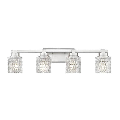 Z-Lite Jacqueline 32" 4-Light Brushed Nickel Steel Frame Clear Diamond Shade Vanity Light