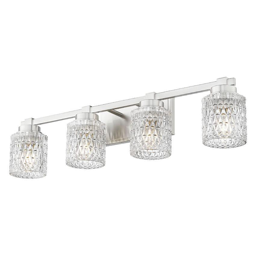 Z-Lite Jacqueline 32" 4-Light Brushed Nickel Steel Frame Clear Diamond Shade Vanity Light