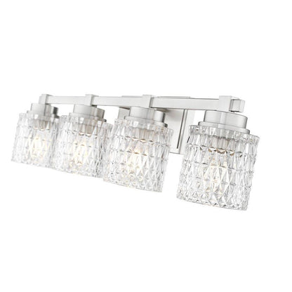Z-Lite Jacqueline 32" 4-Light Brushed Nickel Steel Frame Clear Diamond Shade Vanity Light