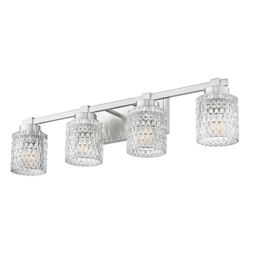 Z-Lite Jacqueline 32" 4-Light Brushed Nickel Steel Frame Clear Diamond Shade Vanity Light