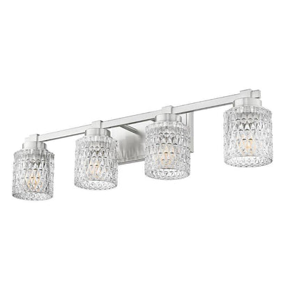 Z-Lite Jacqueline 32" 4-Light Brushed Nickel Steel Frame Clear Diamond Shade Vanity Light