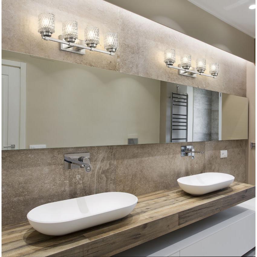 Z-Lite Jacqueline 32" 4-Light Brushed Nickel Steel Frame Clear Diamond Shade Vanity Light