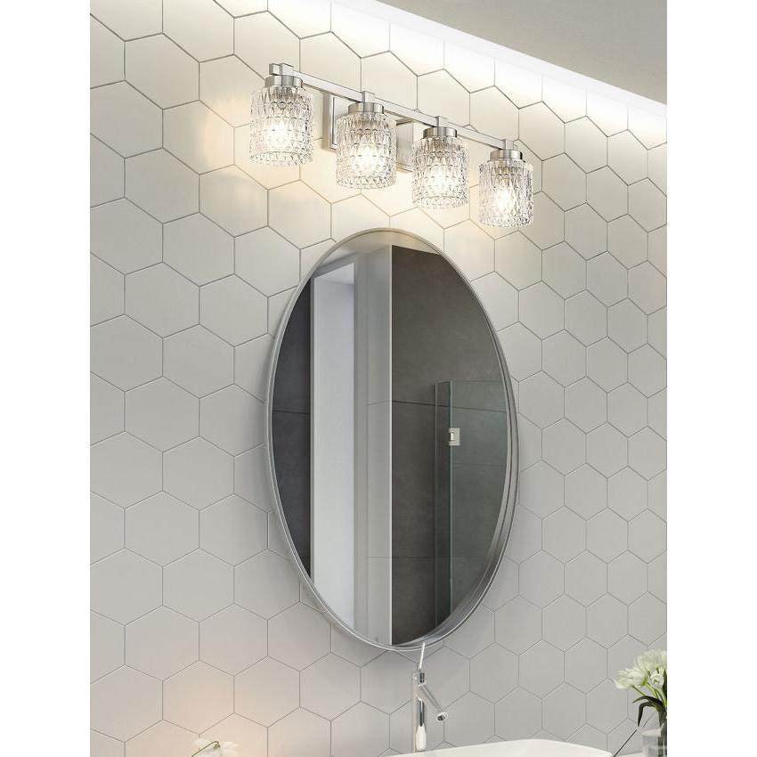 Z-Lite Jacqueline 32" 4-Light Brushed Nickel Steel Frame Clear Diamond Shade Vanity Light