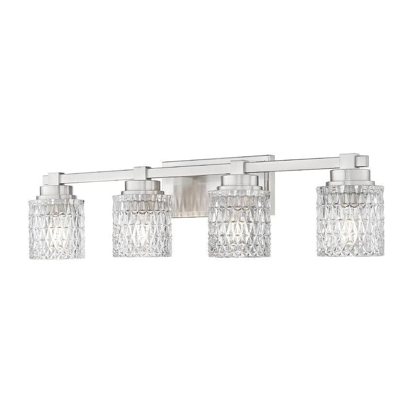 Z-Lite Jacqueline 32" 4-Light Brushed Nickel Steel Frame Clear Diamond Shade Vanity Light
