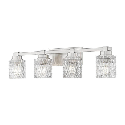 Z-Lite Jacqueline 32" 4-Light Brushed Nickel Steel Frame Clear Diamond Shade Vanity Light