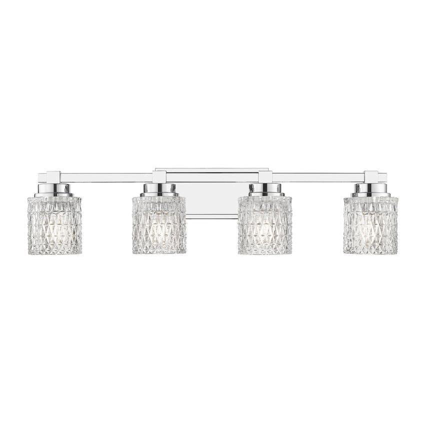 Z-Lite Jacqueline 32" 4-Light Chrome Steel Frame Clear Diamond Shade Vanity Light