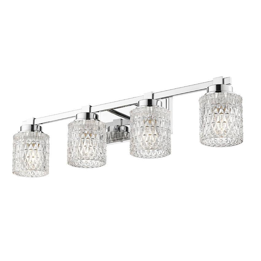 Z-Lite Jacqueline 32" 4-Light Chrome Steel Frame Clear Diamond Shade Vanity Light