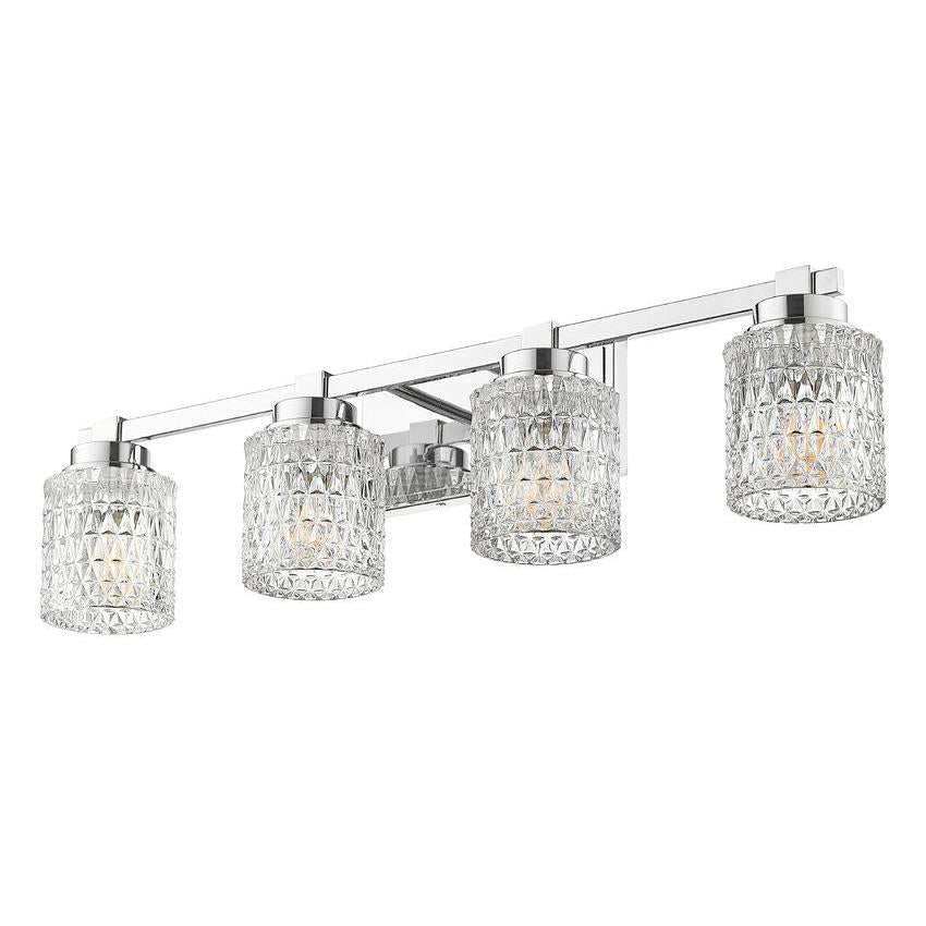 Z-Lite Jacqueline 32" 4-Light Chrome Steel Frame Clear Diamond Shade Vanity Light