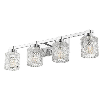 Z-Lite Jacqueline 32" 4-Light Chrome Steel Frame Clear Diamond Shade Vanity Light