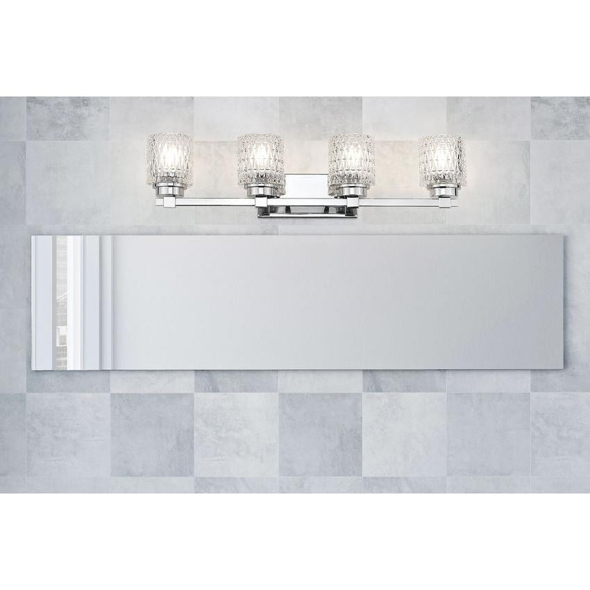 Z-Lite Jacqueline 32" 4-Light Chrome Steel Frame Clear Diamond Shade Vanity Light