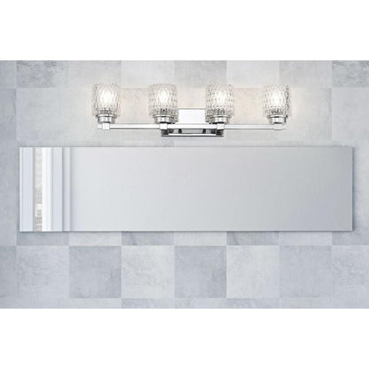 Z-Lite Jacqueline 32" 4-Light Chrome Steel Frame Clear Diamond Shade Vanity Light