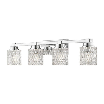 Z-Lite Jacqueline 32" 4-Light Chrome Steel Frame Clear Diamond Shade Vanity Light