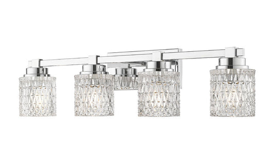 Z-Lite Jacqueline 32" 4-Light Chrome Steel Frame Clear Diamond Shade Vanity Light