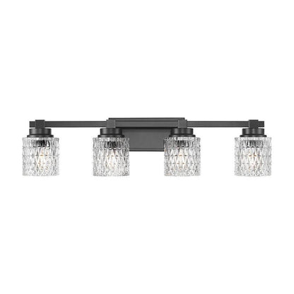 Z-Lite Jacqueline 32" 4-Light Matte Black Steel Frame Clear Diamond Shade Vanity Light