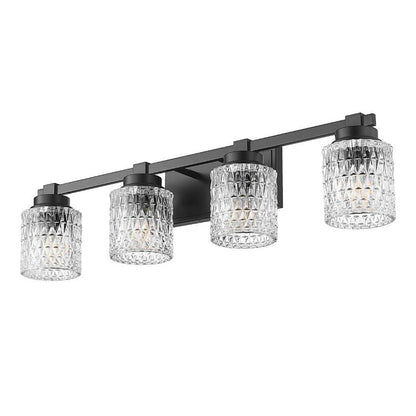 Z-Lite Jacqueline 32" 4-Light Matte Black Steel Frame Clear Diamond Shade Vanity Light