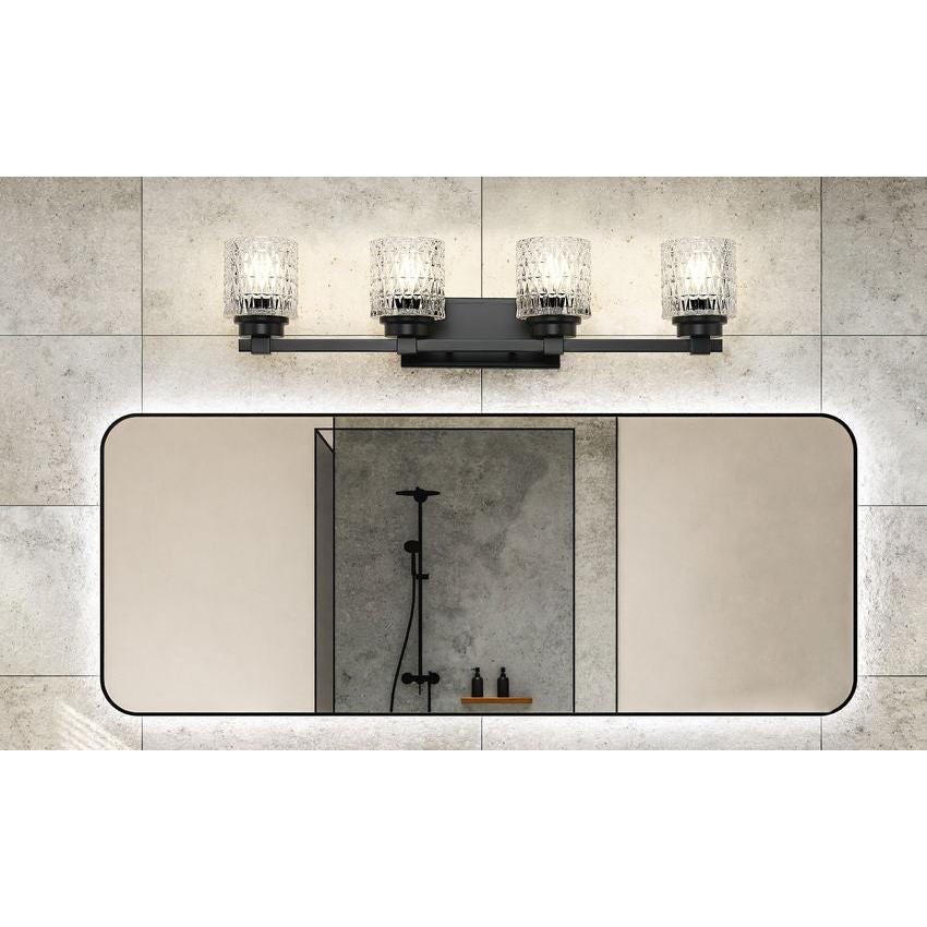 Z-Lite Jacqueline 32" 4-Light Matte Black Steel Frame Clear Diamond Shade Vanity Light