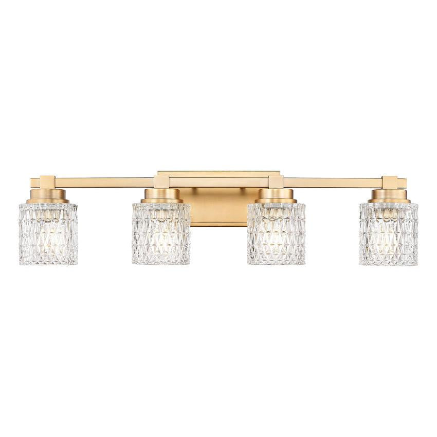 Z-Lite Jacqueline 32" 4-Light Modern Gold Steel Frame Clear Diamond Shade Vanity Light