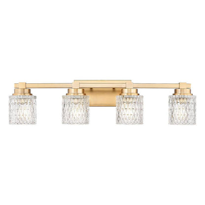 Z-Lite Jacqueline 32" 4-Light Modern Gold Steel Frame Clear Diamond Shade Vanity Light