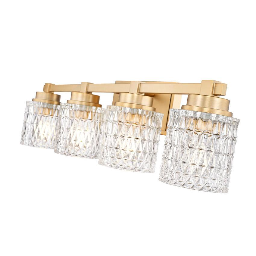 Z-Lite Jacqueline 32" 4-Light Modern Gold Steel Frame Clear Diamond Shade Vanity Light