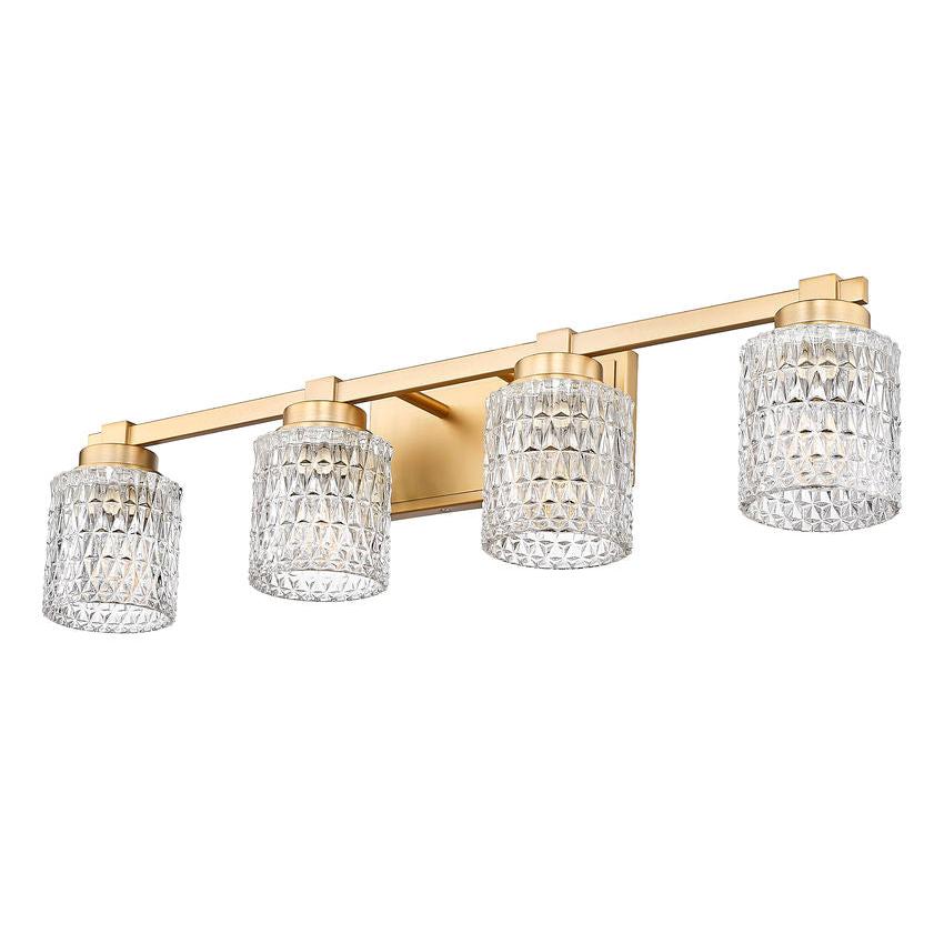 Z-Lite Jacqueline 32" 4-Light Modern Gold Steel Frame Clear Diamond Shade Vanity Light
