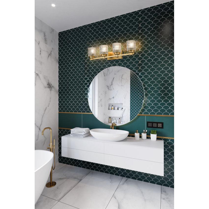 Z-Lite Jacqueline 32" 4-Light Modern Gold Steel Frame Clear Diamond Shade Vanity Light