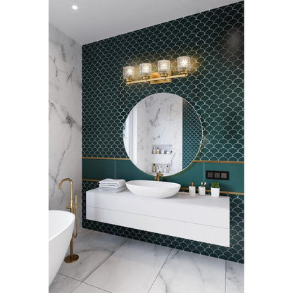 Z-Lite Jacqueline 32" 4-Light Modern Gold Steel Frame Clear Diamond Shade Vanity Light