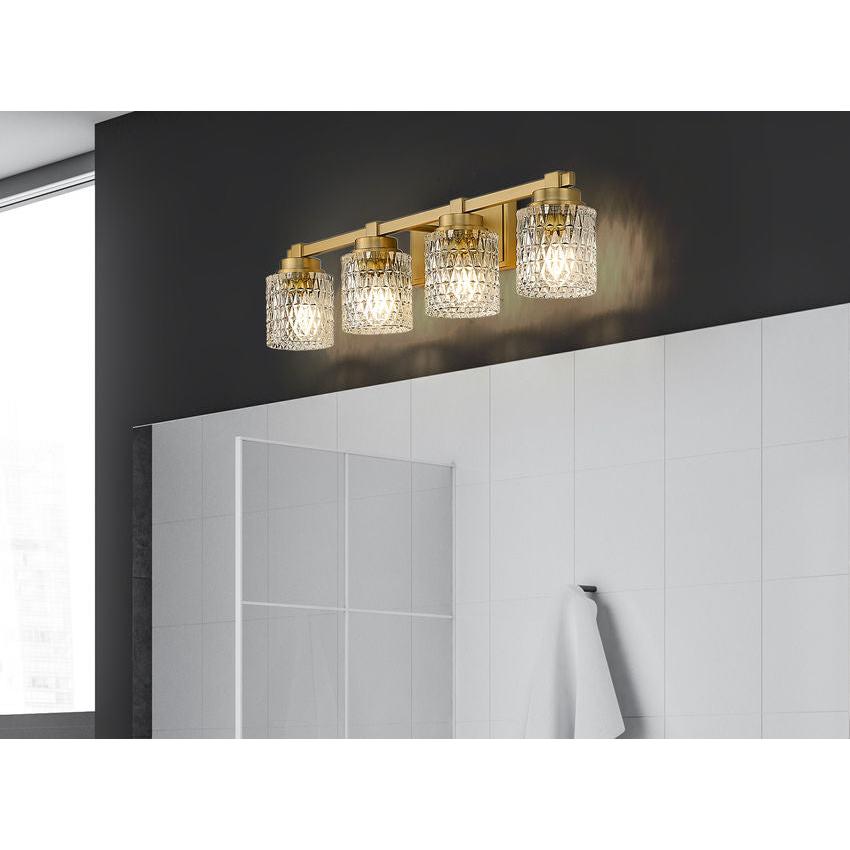 Z-Lite Jacqueline 32" 4-Light Modern Gold Steel Frame Clear Diamond Shade Vanity Light