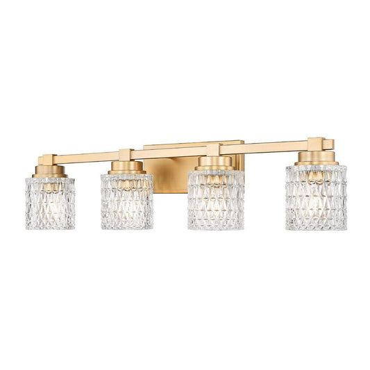 Z-Lite Jacqueline 32" 4-Light Modern Gold Steel Frame Clear Diamond Shade Vanity Light