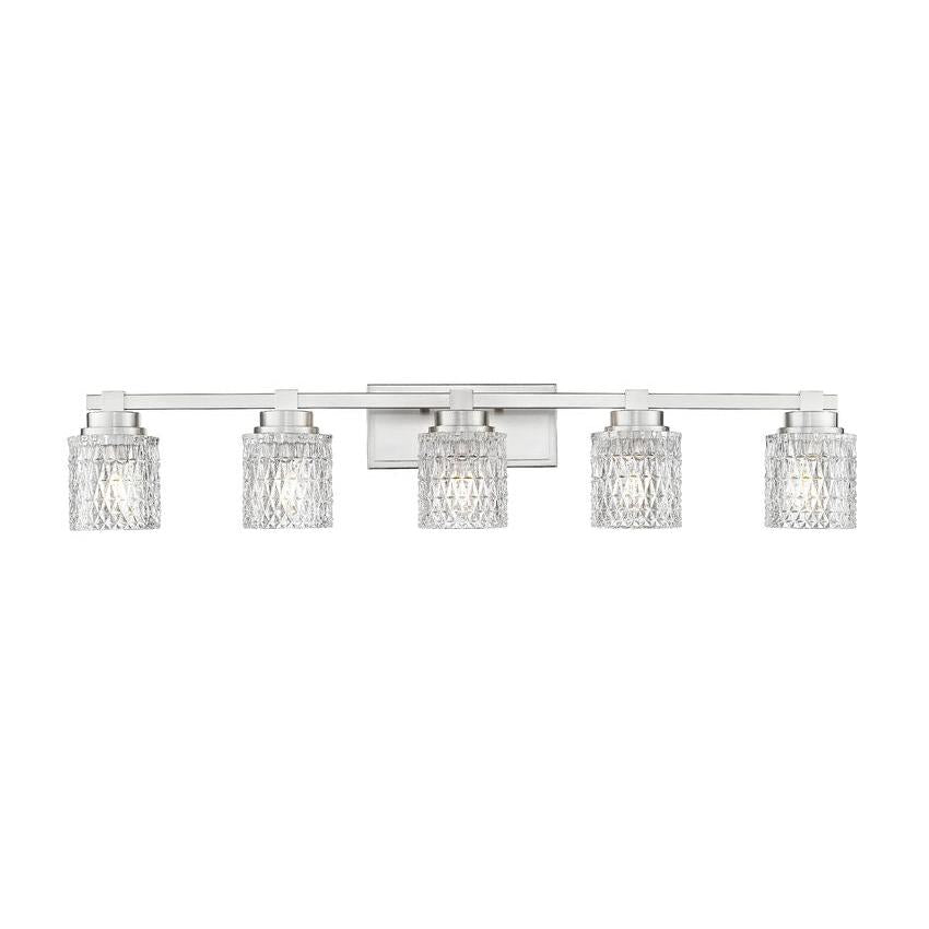 Z-Lite Jacqueline 40" 5-Light Brushed Nickel Steel Frame Clear Diamond Shade Vanity Light