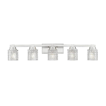Z-Lite Jacqueline 40" 5-Light Brushed Nickel Steel Frame Clear Diamond Shade Vanity Light