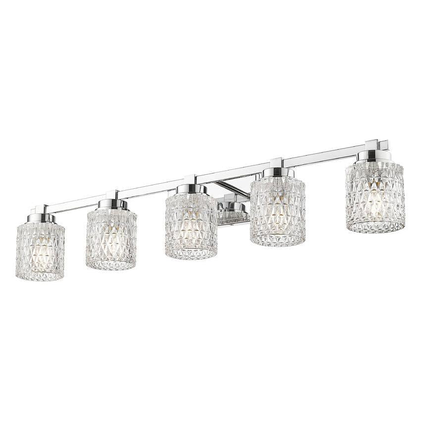 Z-Lite Jacqueline 40" 5-Light Chrome Steel Frame Clear Diamond Shade Vanity Light