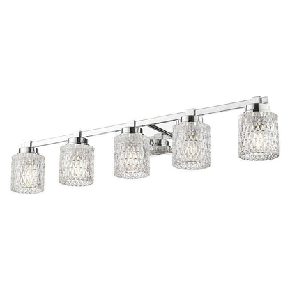 Z-Lite Jacqueline 40" 5-Light Chrome Steel Frame Clear Diamond Shade Vanity Light