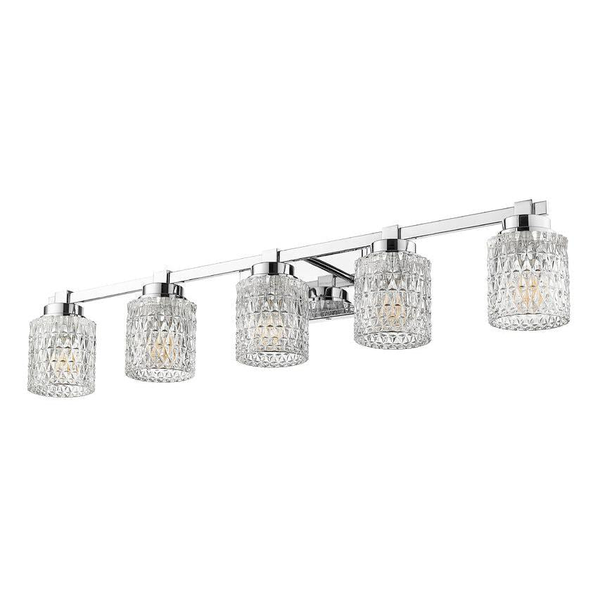 Z-Lite Jacqueline 40" 5-Light Chrome Steel Frame Clear Diamond Shade Vanity Light