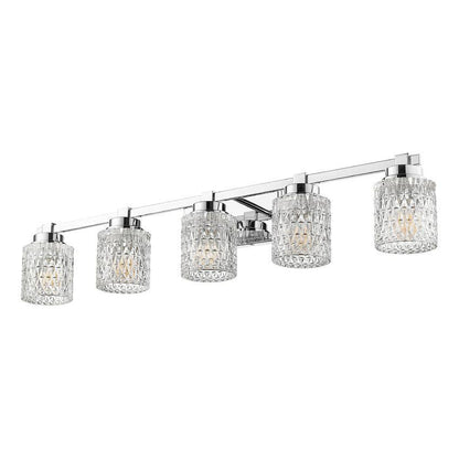 Z-Lite Jacqueline 40" 5-Light Chrome Steel Frame Clear Diamond Shade Vanity Light