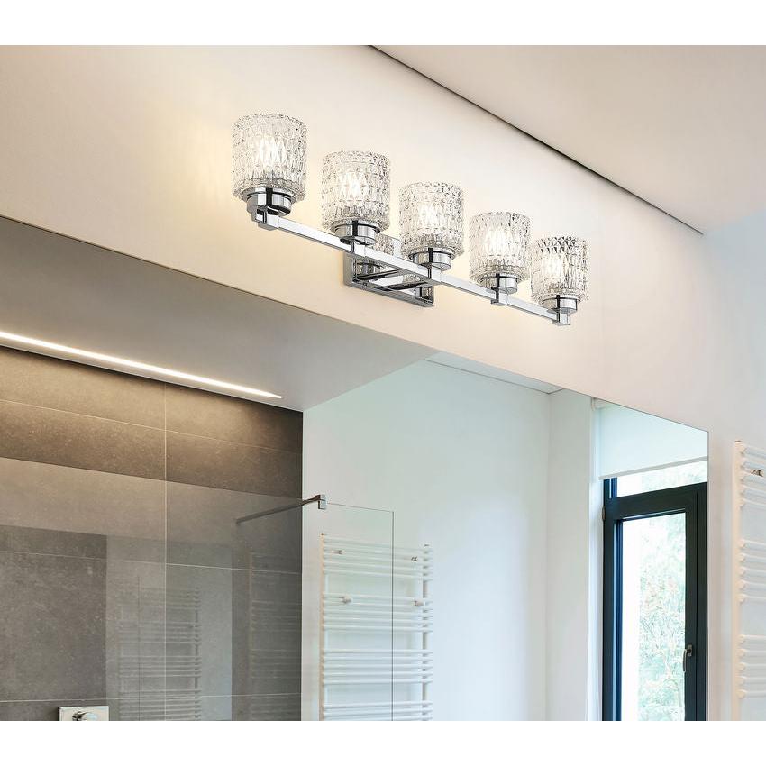 Z-Lite Jacqueline 40" 5-Light Chrome Steel Frame Clear Diamond Shade Vanity Light