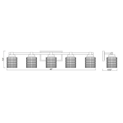 Z-Lite Jacqueline 40" 5-Light Chrome Steel Frame Clear Diamond Shade Vanity Light