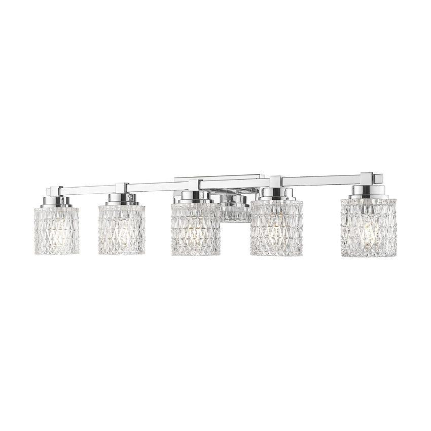Z-Lite Jacqueline 40" 5-Light Chrome Steel Frame Clear Diamond Shade Vanity Light