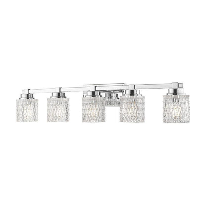 Z-Lite Jacqueline 40" 5-Light Chrome Steel Frame Clear Diamond Shade Vanity Light