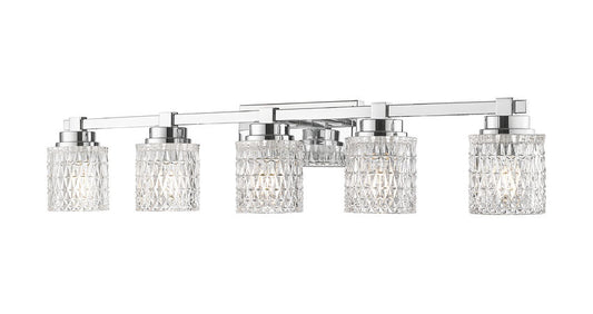 Z-Lite Jacqueline 40" 5-Light Chrome Steel Frame Clear Diamond Shade Vanity Light