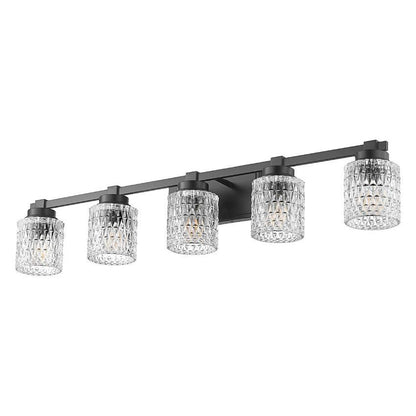 Z-Lite Jacqueline 40" 5-Light Matte Black Steel Frame Clear Diamond Shade Vanity Light