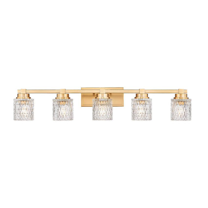 Z-Lite Jacqueline 40" 5-Light Modern Gold Steel Frame Clear Diamond Shade Vanity Light