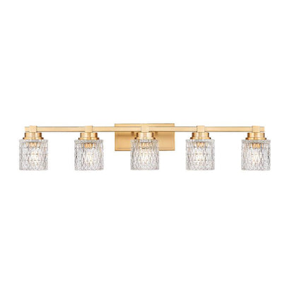 Z-Lite Jacqueline 40" 5-Light Modern Gold Steel Frame Clear Diamond Shade Vanity Light