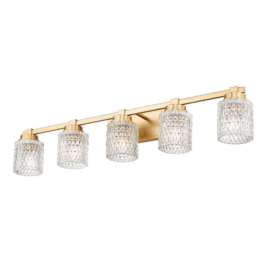 Z-Lite Jacqueline 40" 5-Light Modern Gold Steel Frame Clear Diamond Shade Vanity Light