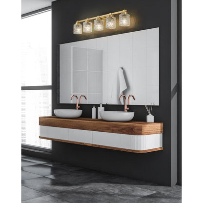 Z-Lite Jacqueline 40" 5-Light Modern Gold Steel Frame Clear Diamond Shade Vanity Light