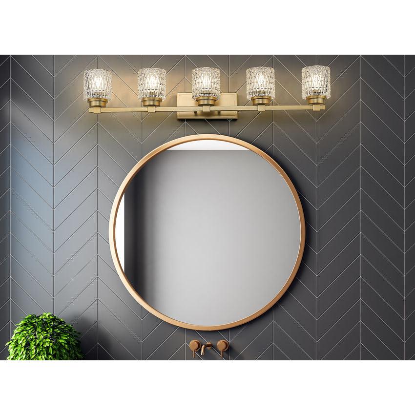 Z-Lite Jacqueline 40" 5-Light Modern Gold Steel Frame Clear Diamond Shade Vanity Light