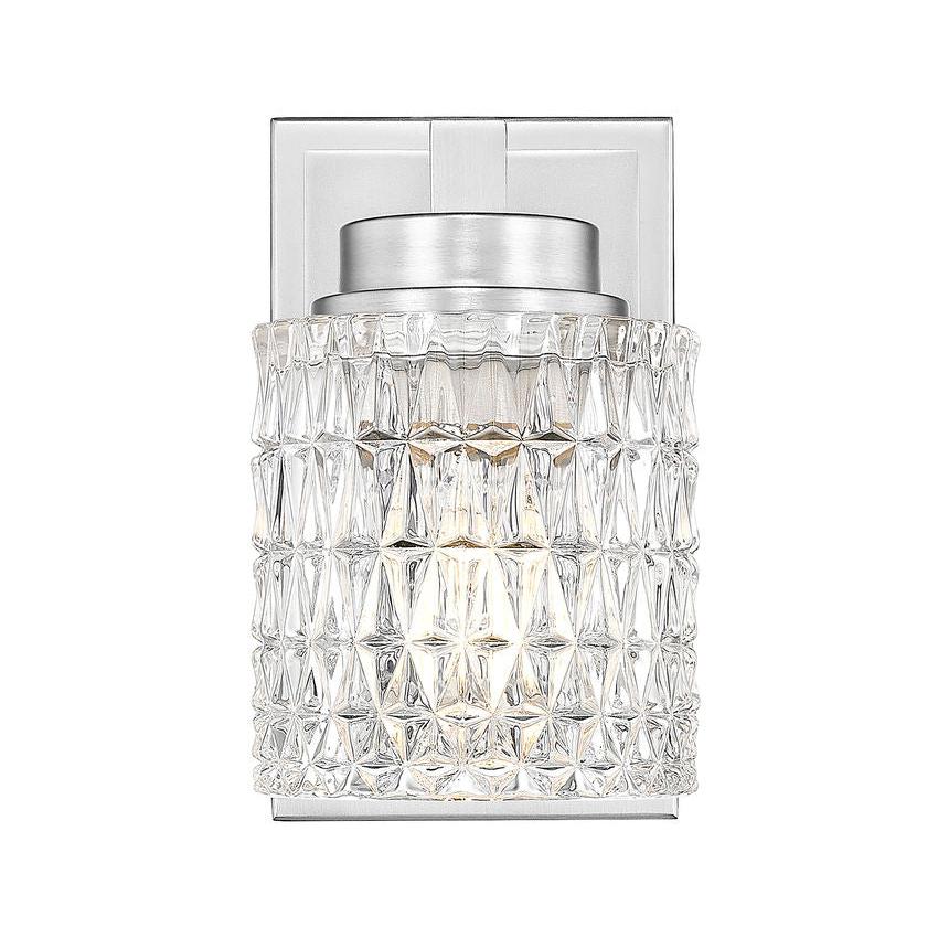 Z-Lite Jacqueline 7" 1-Light Brushed Nickel Steel Frame Clear Diamond Glass Shade Wall Sconce