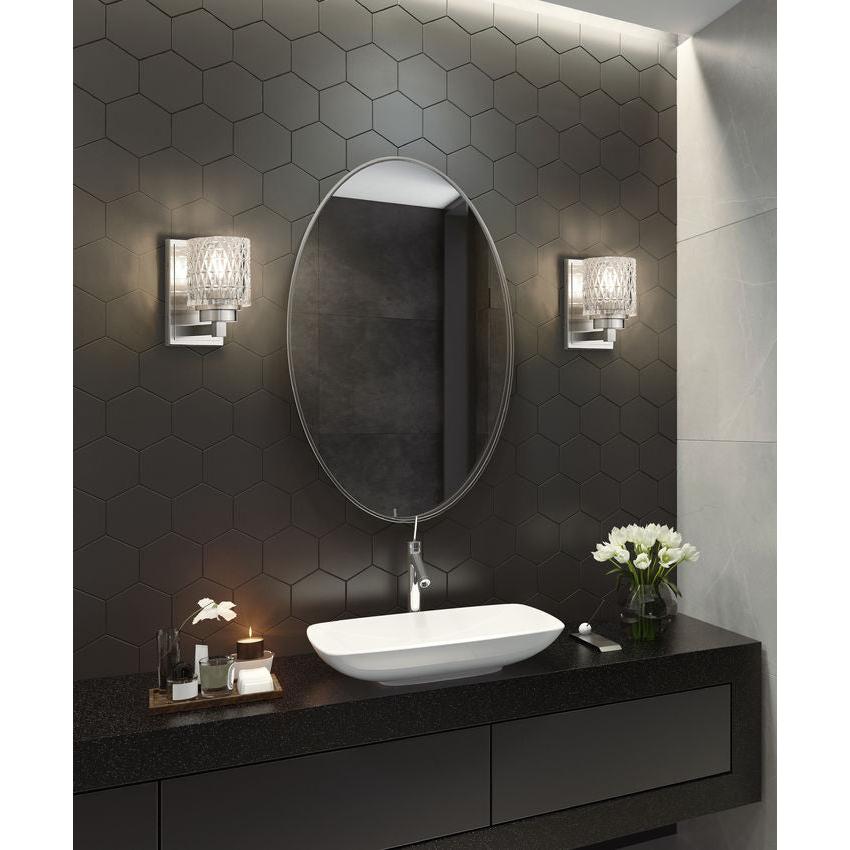 Z-Lite Jacqueline 7" 1-Light Brushed Nickel Steel Frame Clear Diamond Glass Shade Wall Sconce