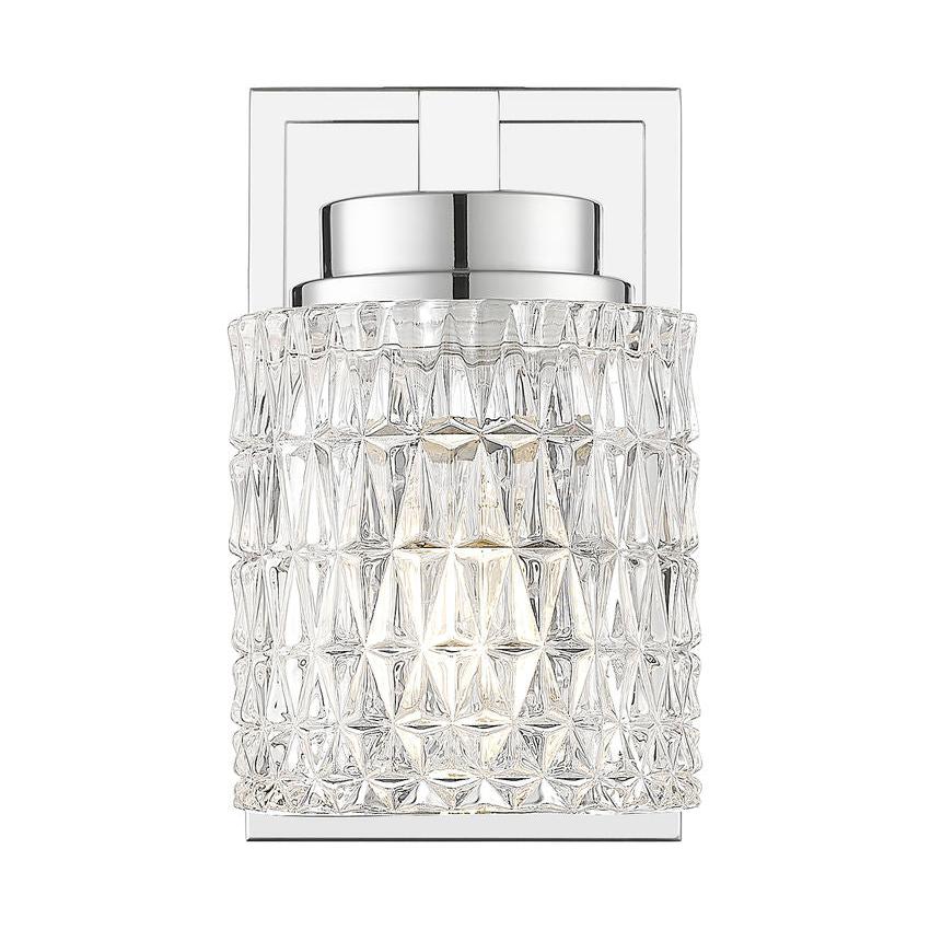 Z-Lite Jacqueline 7" 1-Light Chrome Steel Frame Clear Diamond Glass Shade Wall Sconce